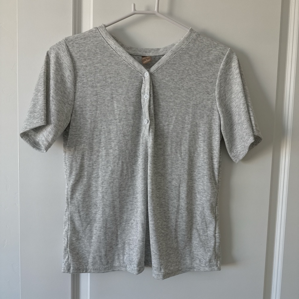 Classic Gray Kids Henley Tee